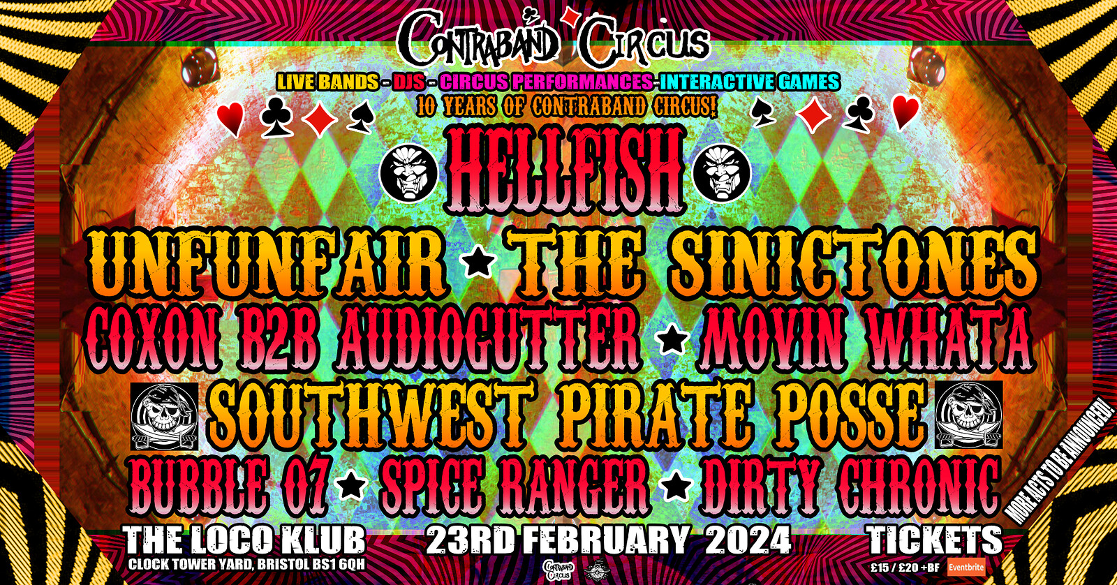 Contraband Circus HELLFISH - The Sinictones at The Loco Klub