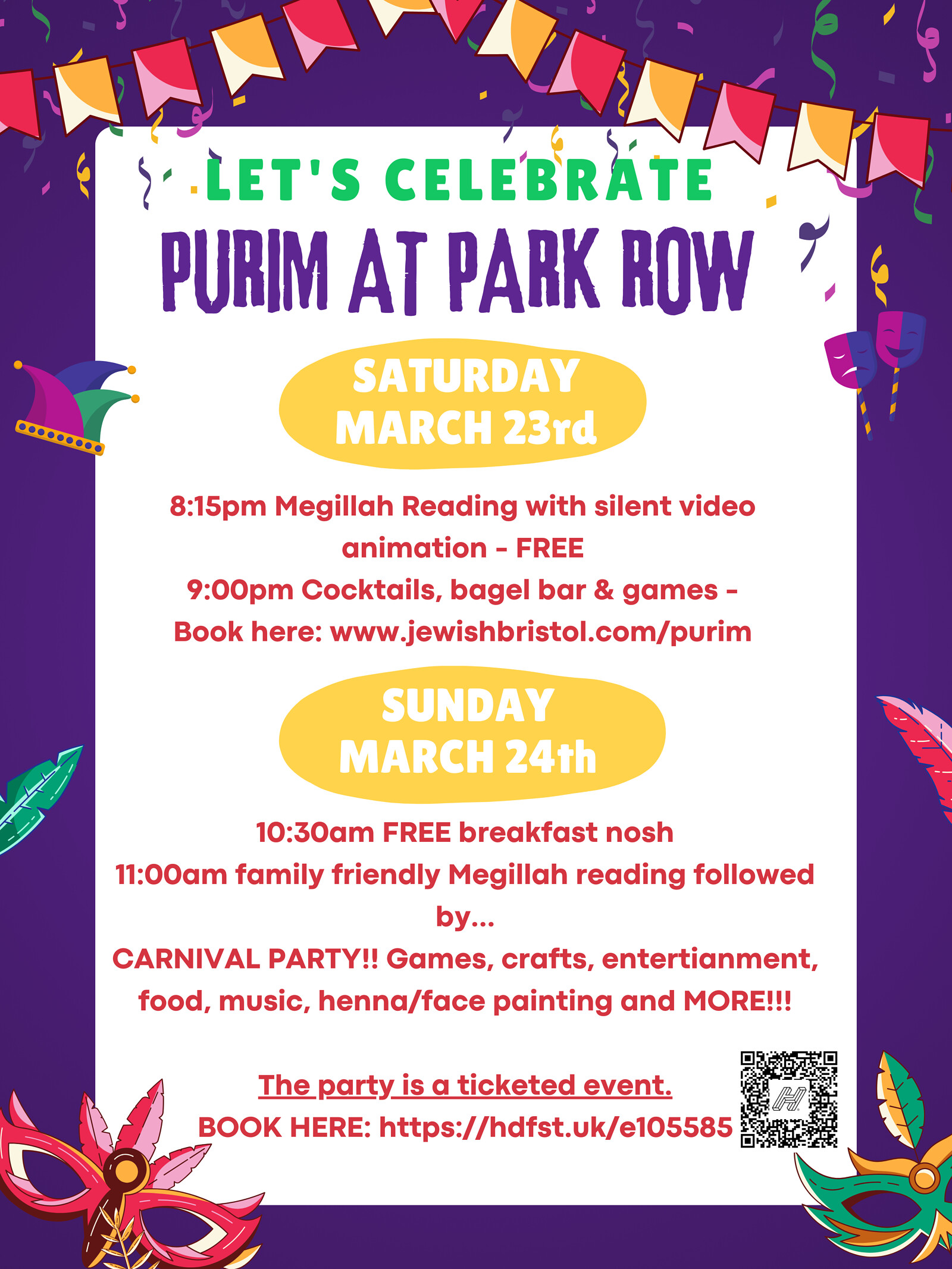 PURIM PARTY at Park Row Synagoge