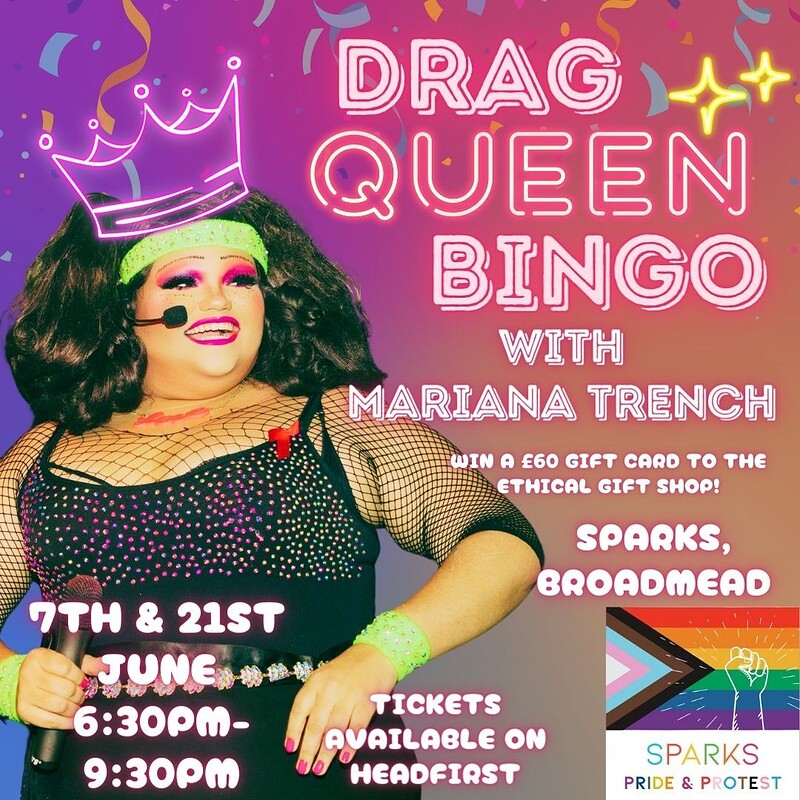 Drag Bingo with Mariana Trench June 21st at Sparks Bristol