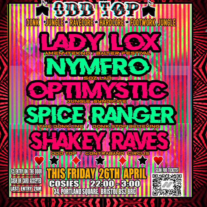Odd Top: LADY LOX / NYFRO /Tickets on the door at Cosies