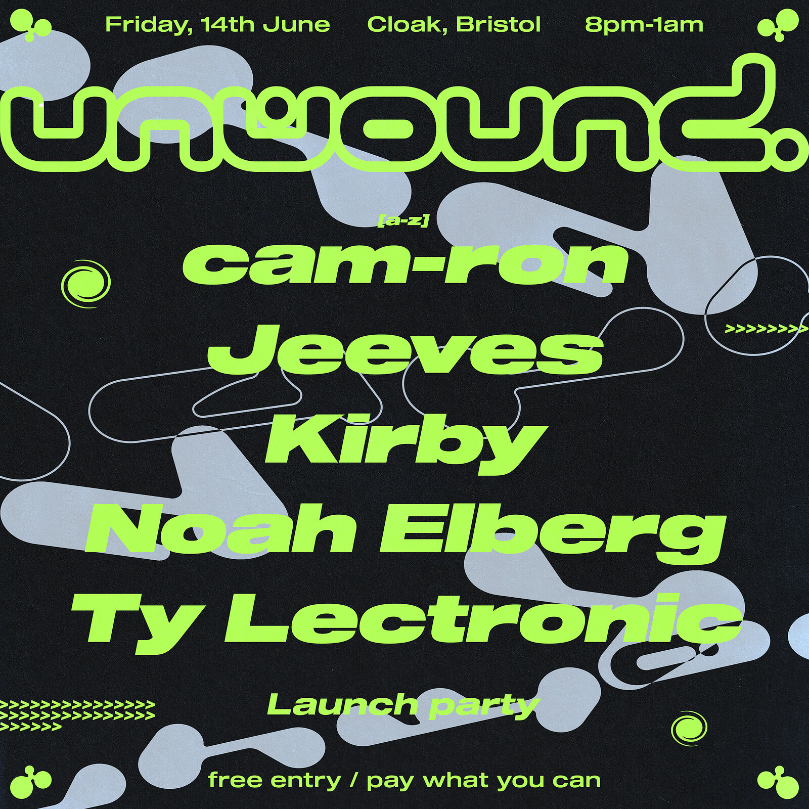 Unwound Launch Party w/ Ty Lectronic, Kirby & more at Cloak