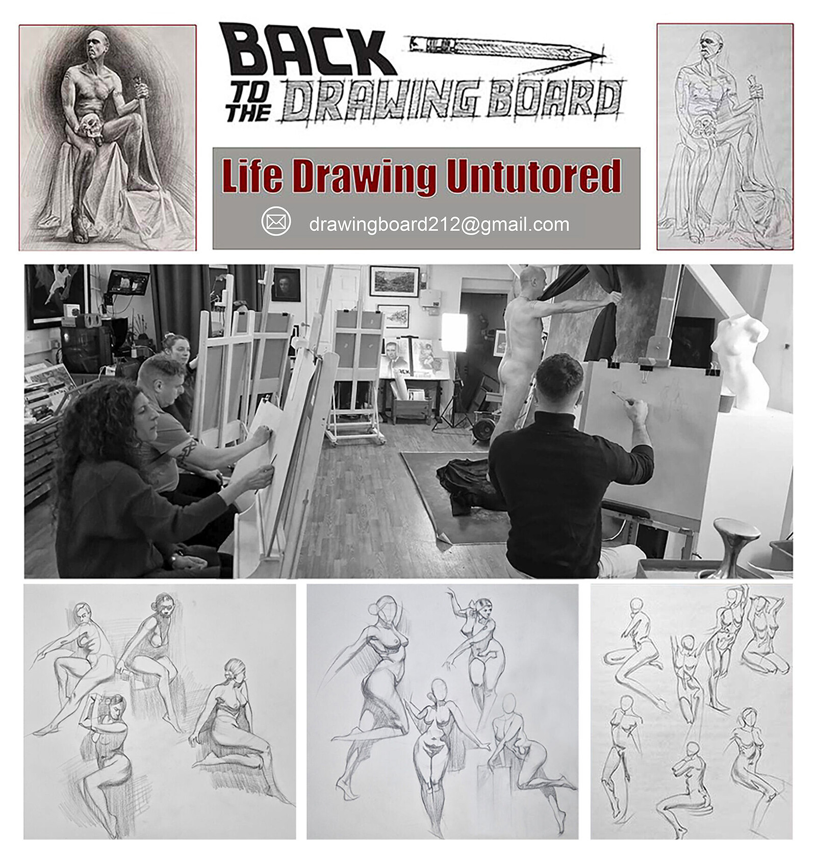 Life Drawing Untutored-Back to the Drawing Board at 212 Productions Studio
