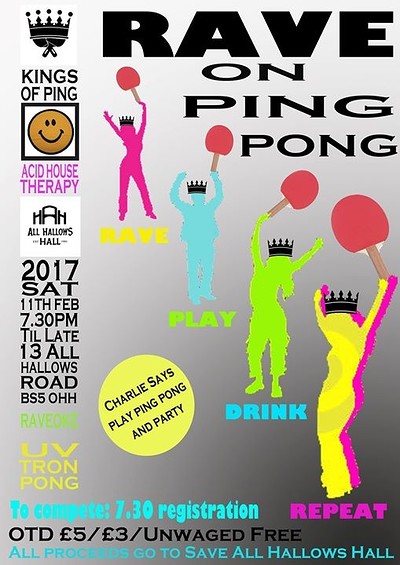 Rave On Ping Pong at All Hallows Hall, Bristol