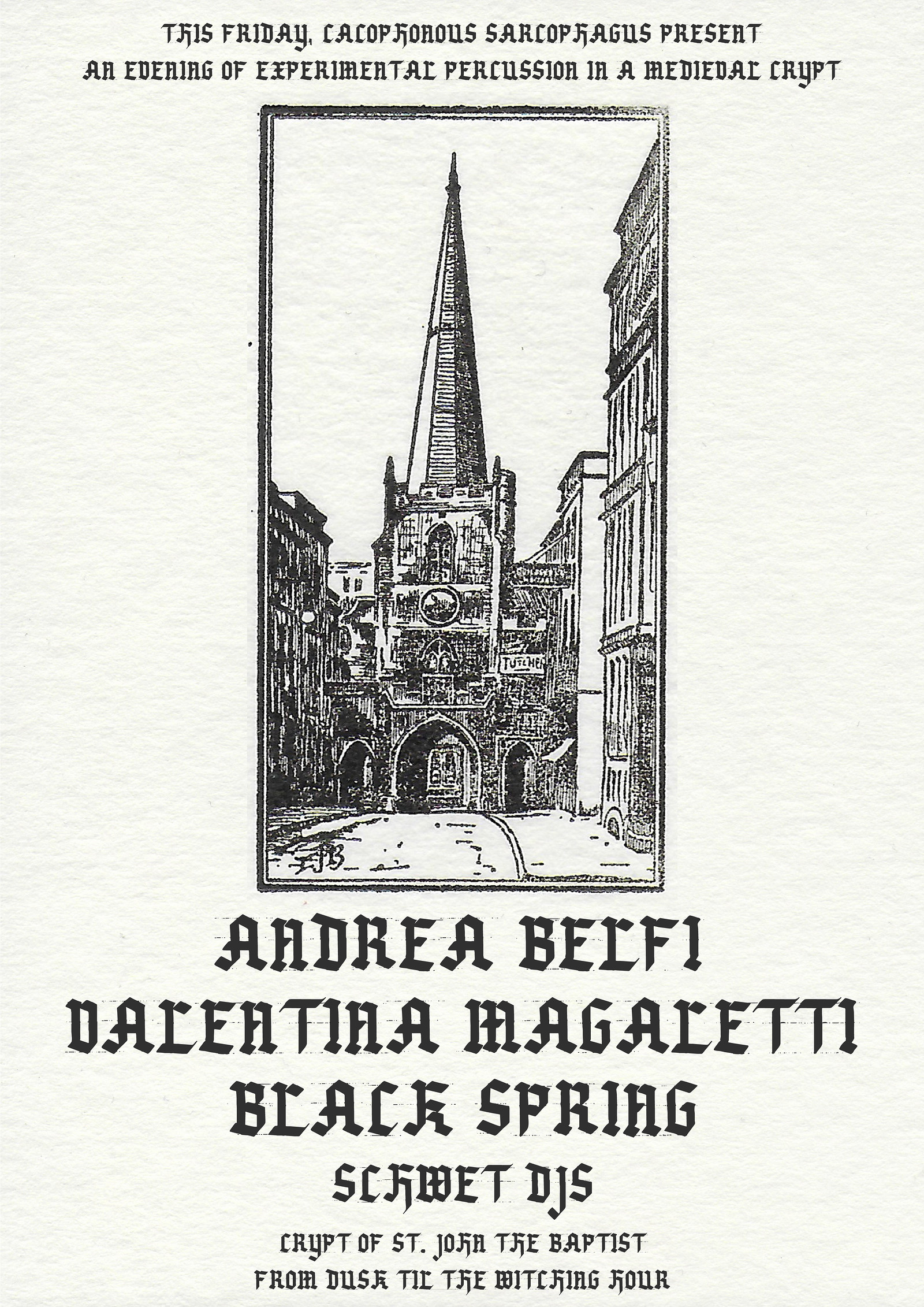Andrea Belfi, Valentina Magaletti & Blac at Crypt Of St John the Baptist (On The Wall) Church