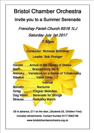 Bristol Chamber Orchestra at St John the Baptist Parish Church, Frenchay Common, Bristol,  BS16 1LJ