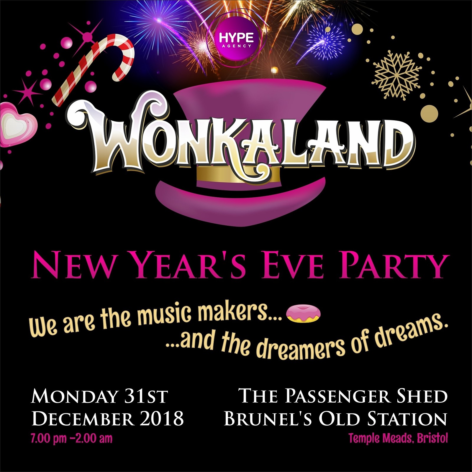 New Years Eve  in Wonkyland at Brunel's Passenger Shed, Bristol