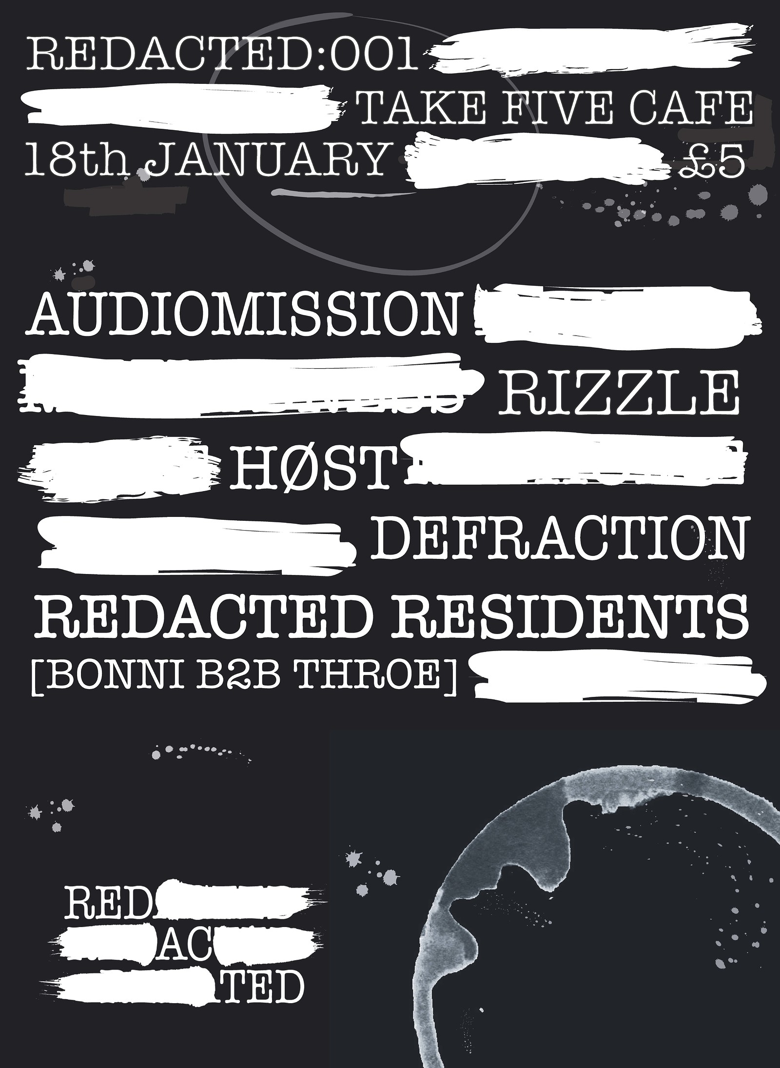 Redacted: 001 - Audiomission, Rizzle at Take Five Cafe