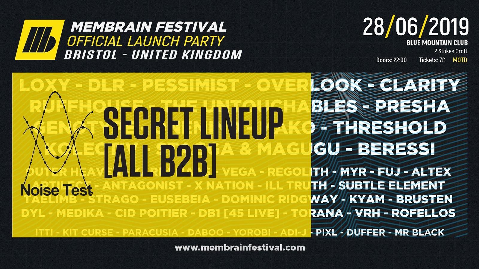 Membrain Festival Launch Bristol: Secret Lineup at Blue Mountain