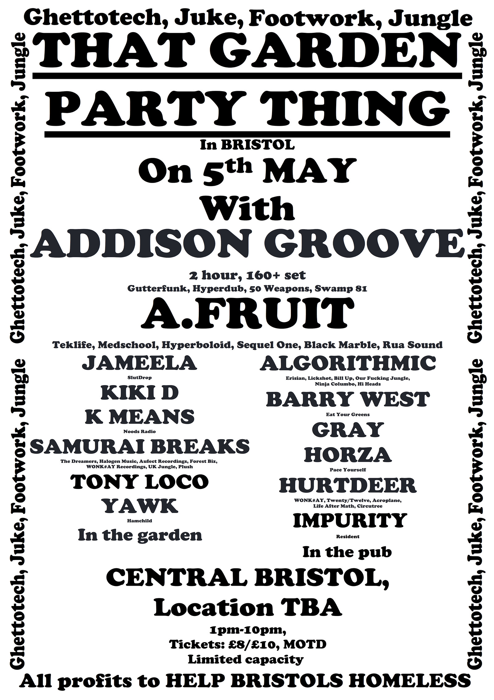 That Garden Party Thing w/ Addison Groove, A.Fruit at Rhubarb Tavern, Queen Ann Rd, BS5 9TX