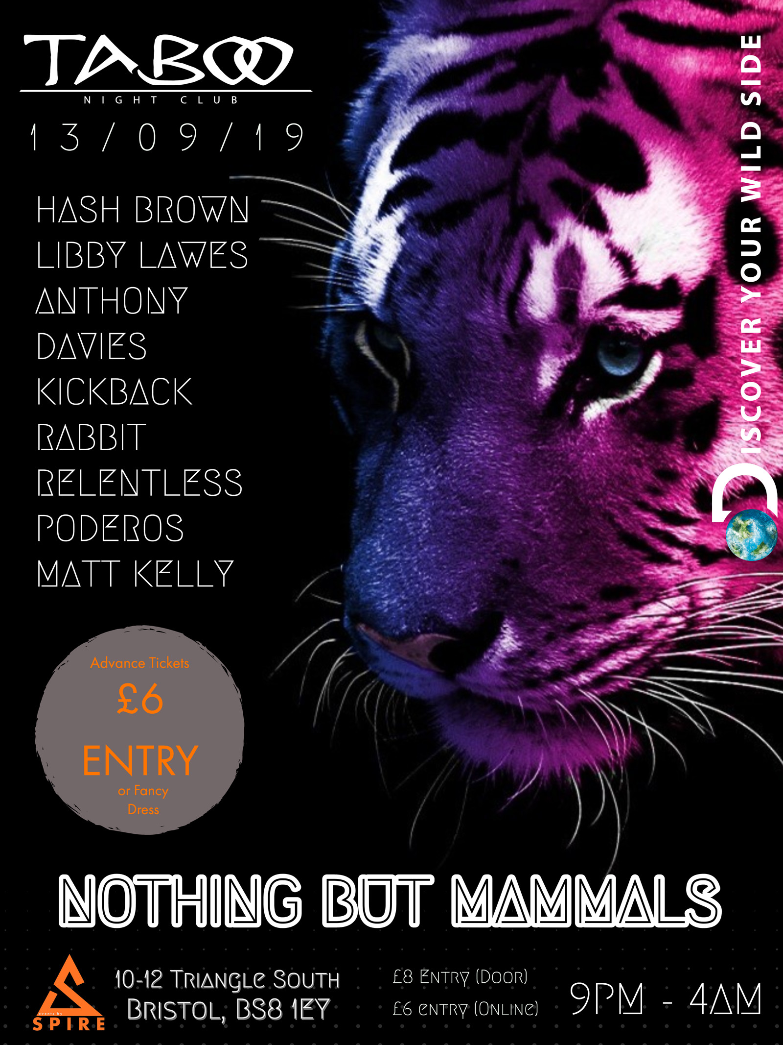 SPIRE presents: Nothing But Mammals @ Taboo at Taboo Nightclub