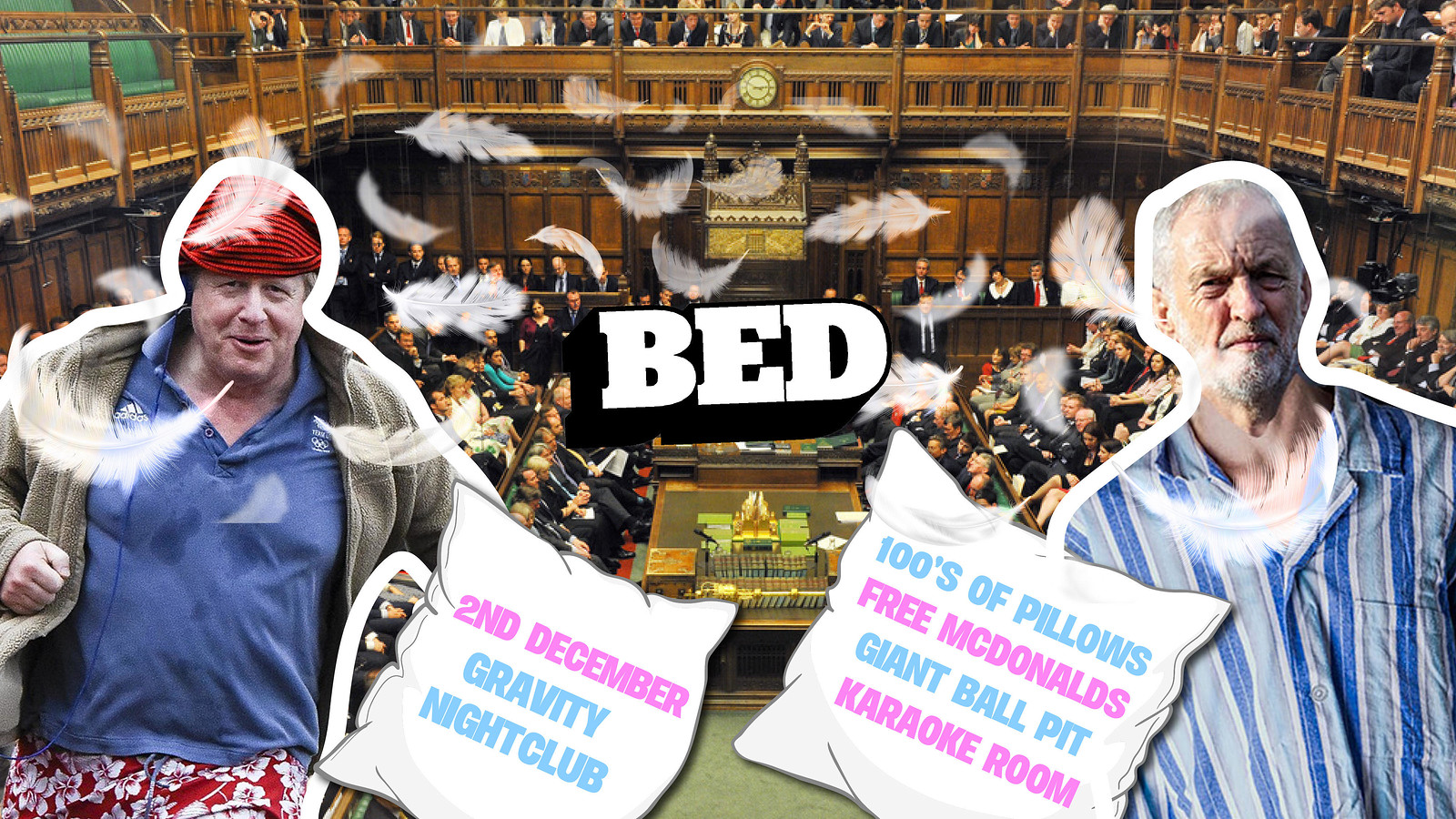 BED Mondays: Corbyn Vs Borris Pillow Fight at Gravity Bristol
