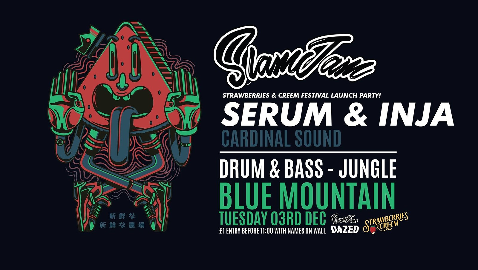 SlamJam X S&C Fest: Serum & Inja, Cardinal Sound at Blue Mountain