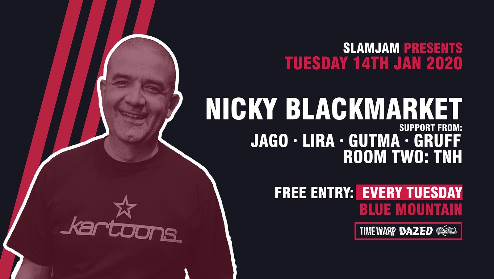 SlamJam 082: Nicky Blackmarket - Free Entry at Blue Mountain