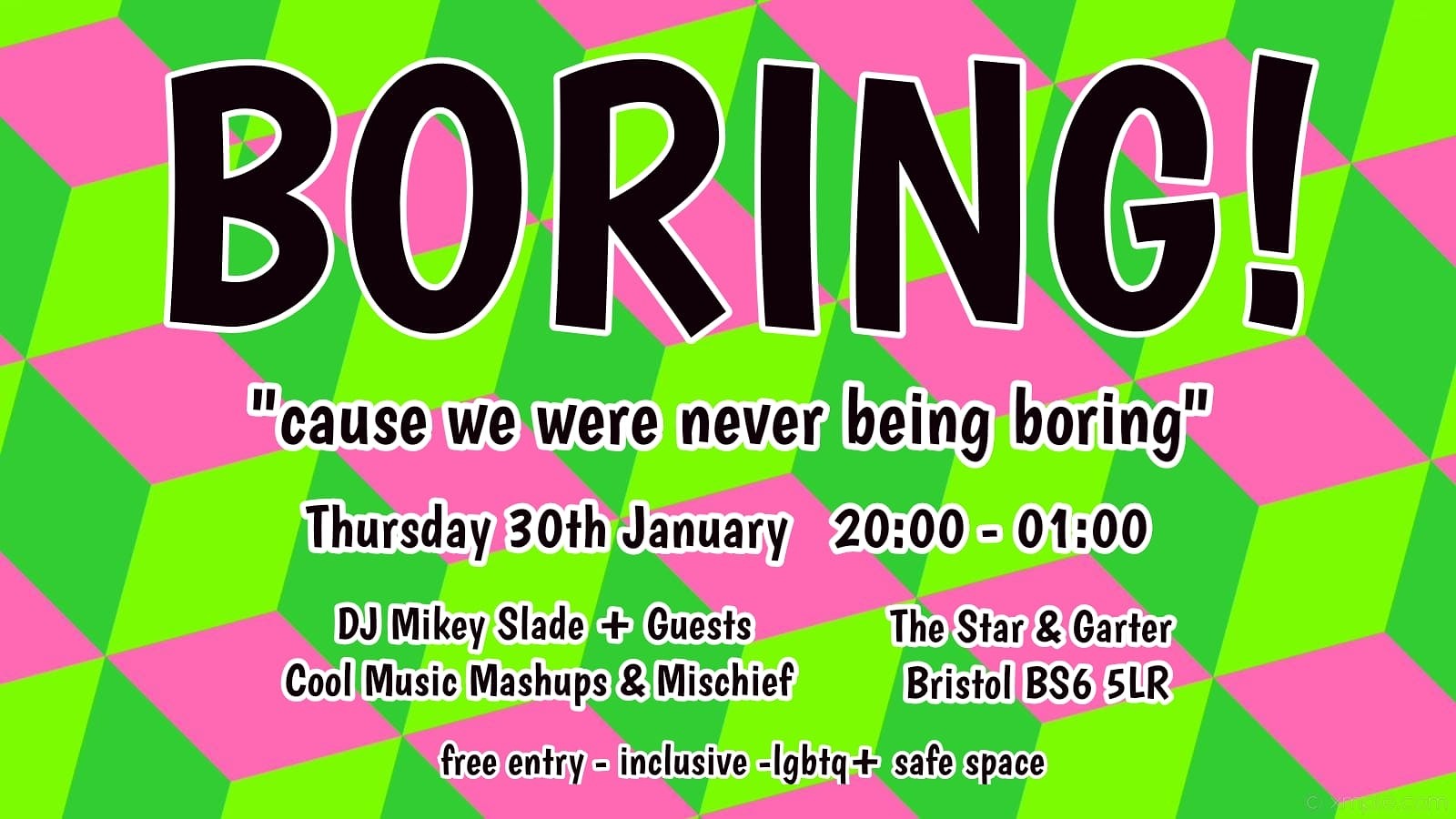 Free Entry How "BORING" at The Star and Garter 33 Brook Road Bristol BS6 5LR
