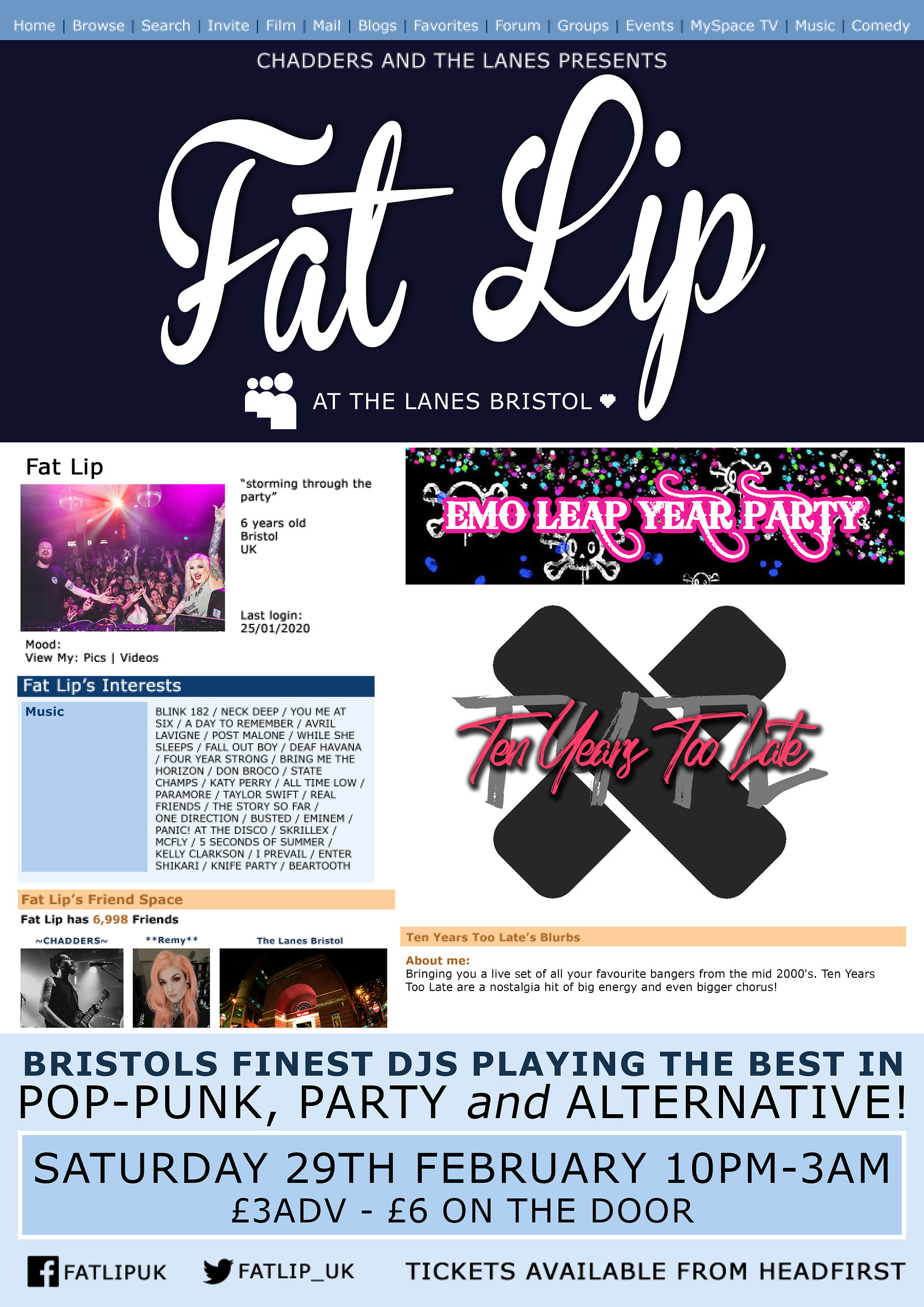 ★ FAT LIP ★ Emo Leap Year Party at The Lanes