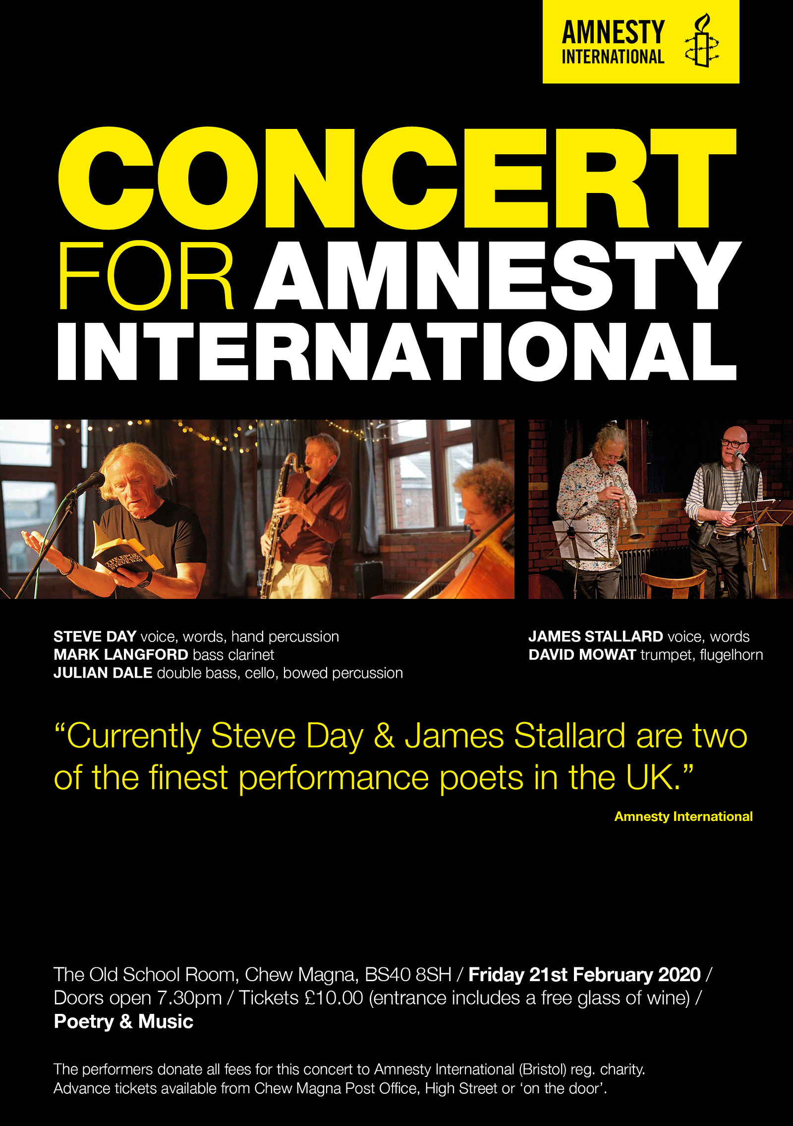 Amnesty Benefit Poetry and Music at The Old School House Chew Magna