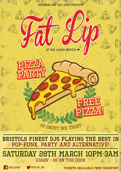 ★ FAT LIP ★ Pizza Party 25th April @The Lanes at The Lanes