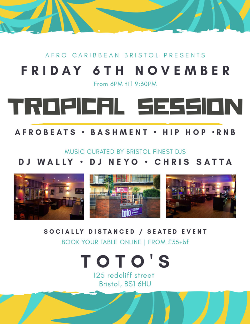 TROPICAL SESSION -4th November at Totos by the river