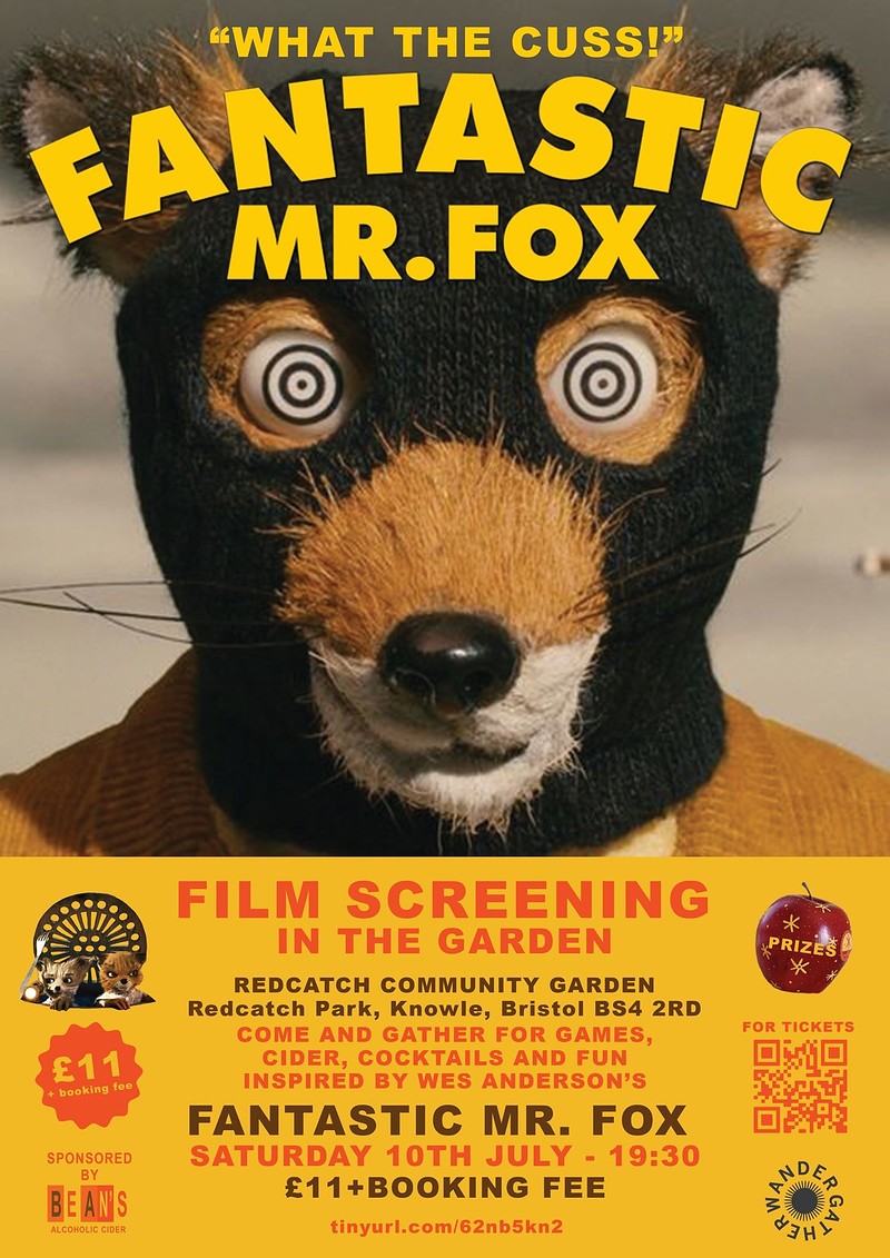 Garden cinema: Fantastic Mr Fox at Redcatch Commmunity Garden