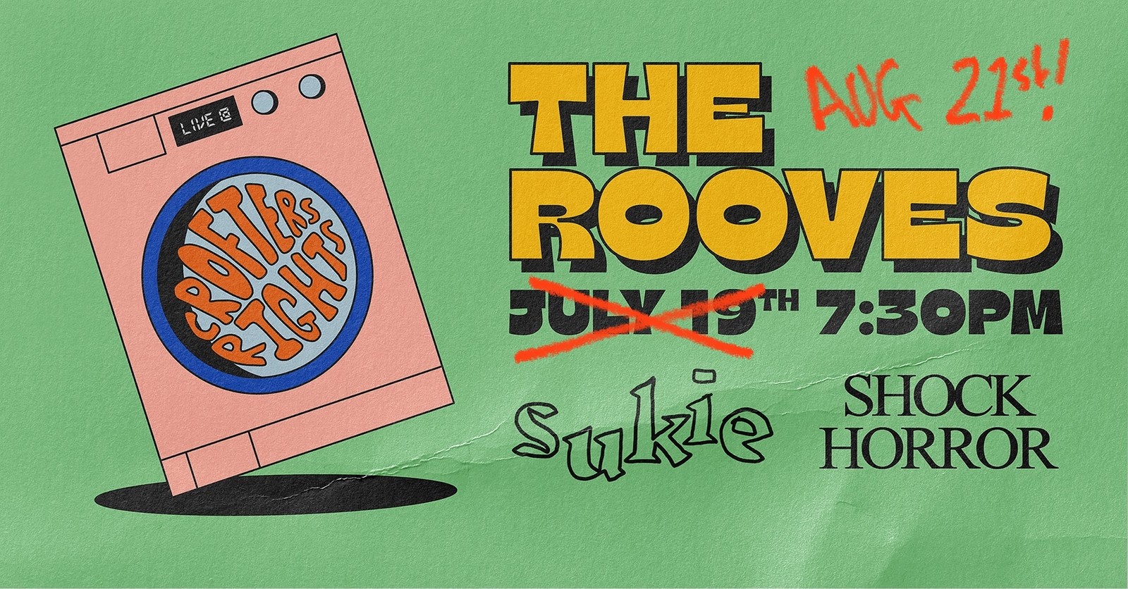 THE ROOVES + SUKIE + SHOCK HORROR at Crofters Rights