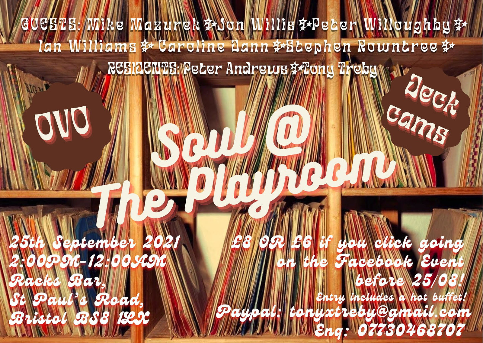 Soul @ The Playroom Alldayer at Racks Bar & Kitchen, St Paul's Rd, Clifton, Bristol BS8 1LX