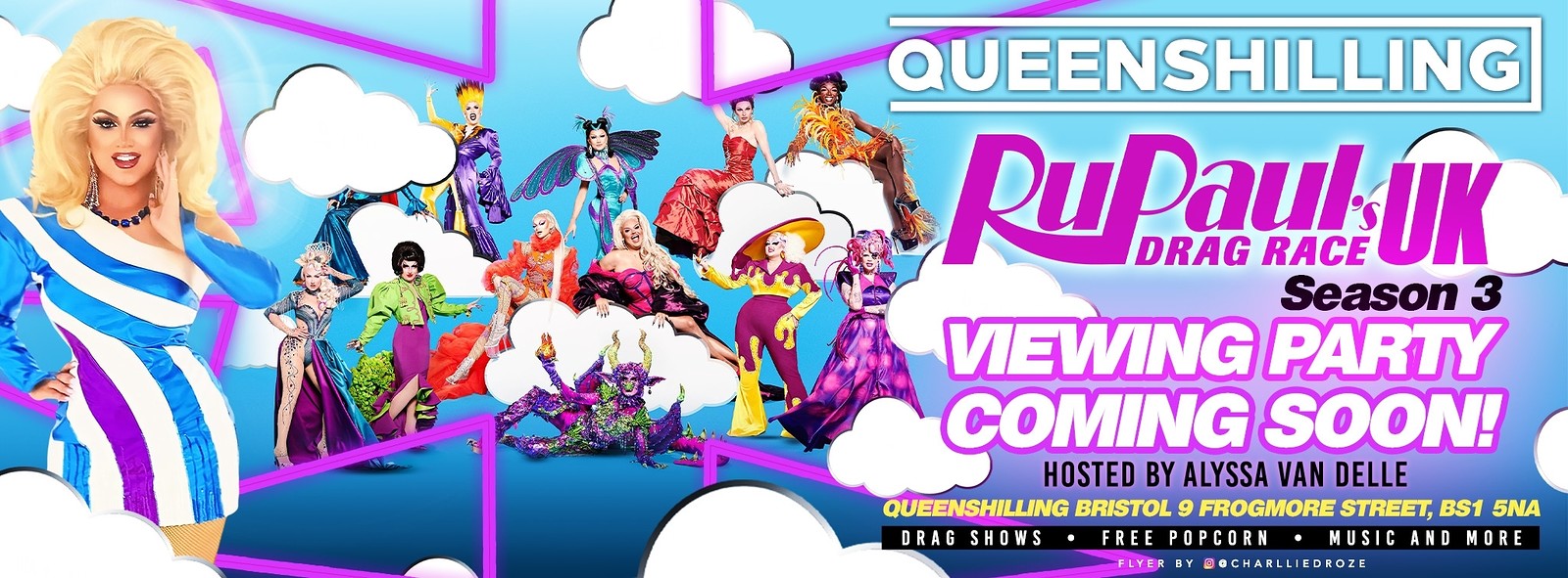 Rupauls drag race UK viewing party at Queenshilling