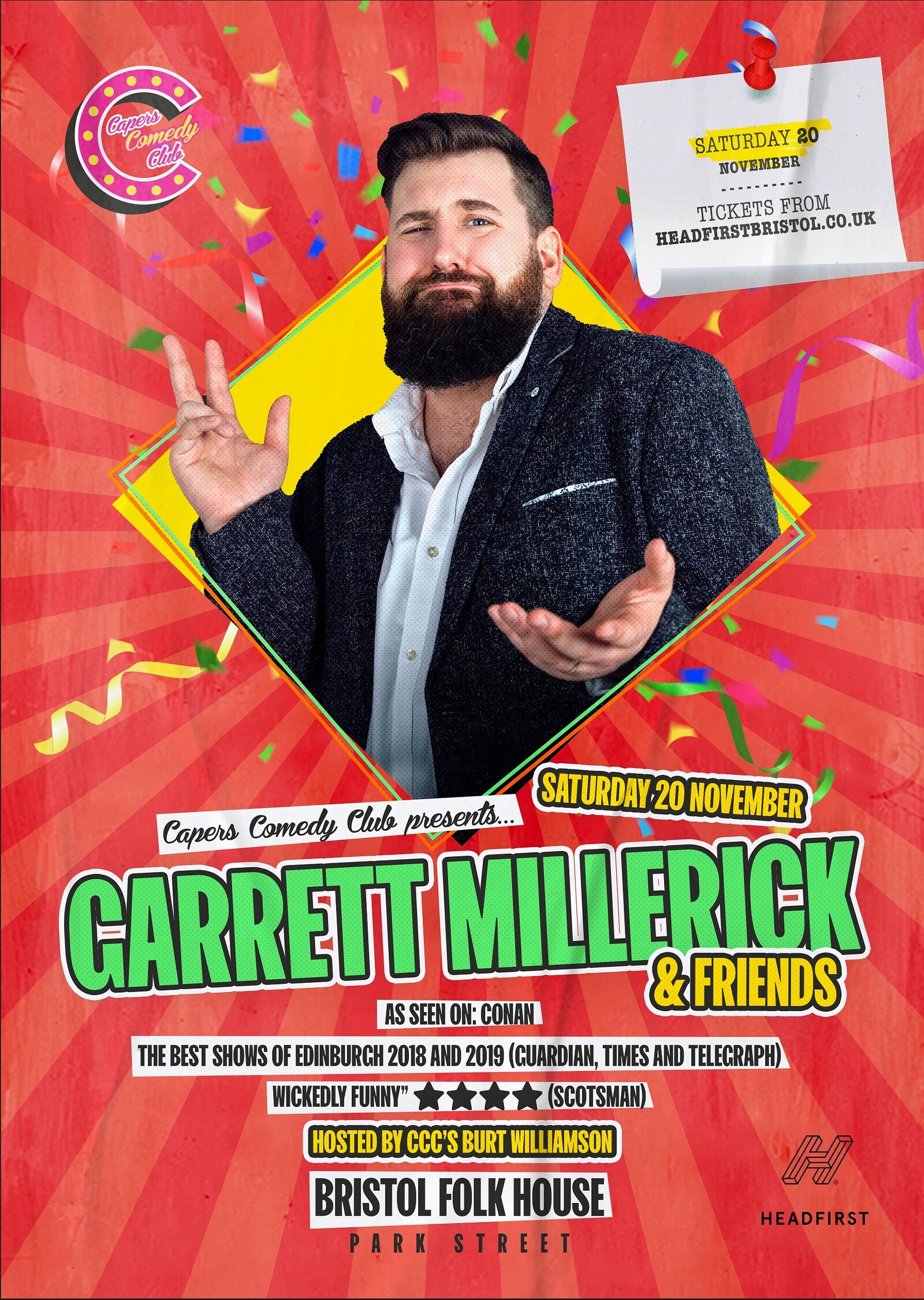 Capers Comedy Club: Garrett Millerick + Friends at Bristol Folk House