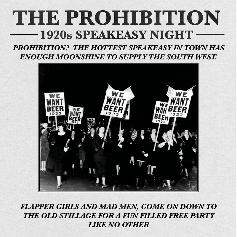 The Prohibition:  1920s Speakeasy Night at The Old Stillage, Redfield