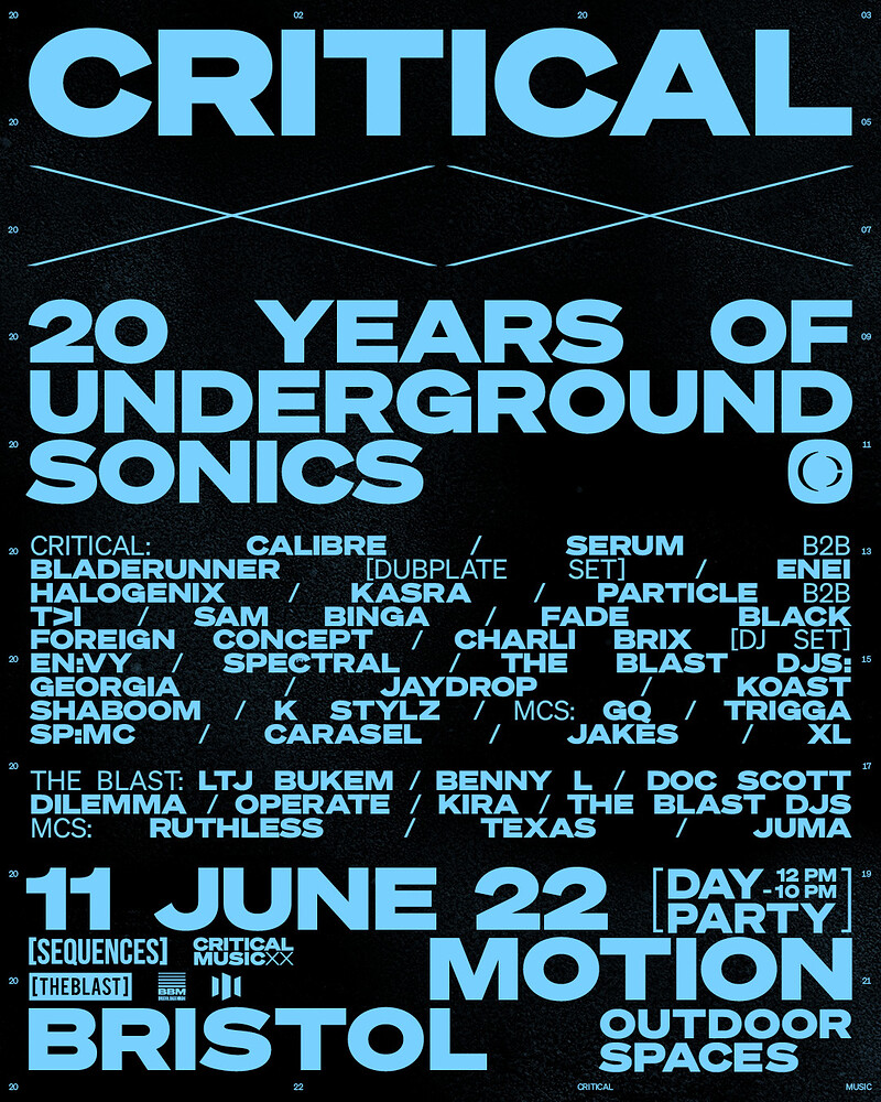 Critical Sound XX Bristol day party x at Motion