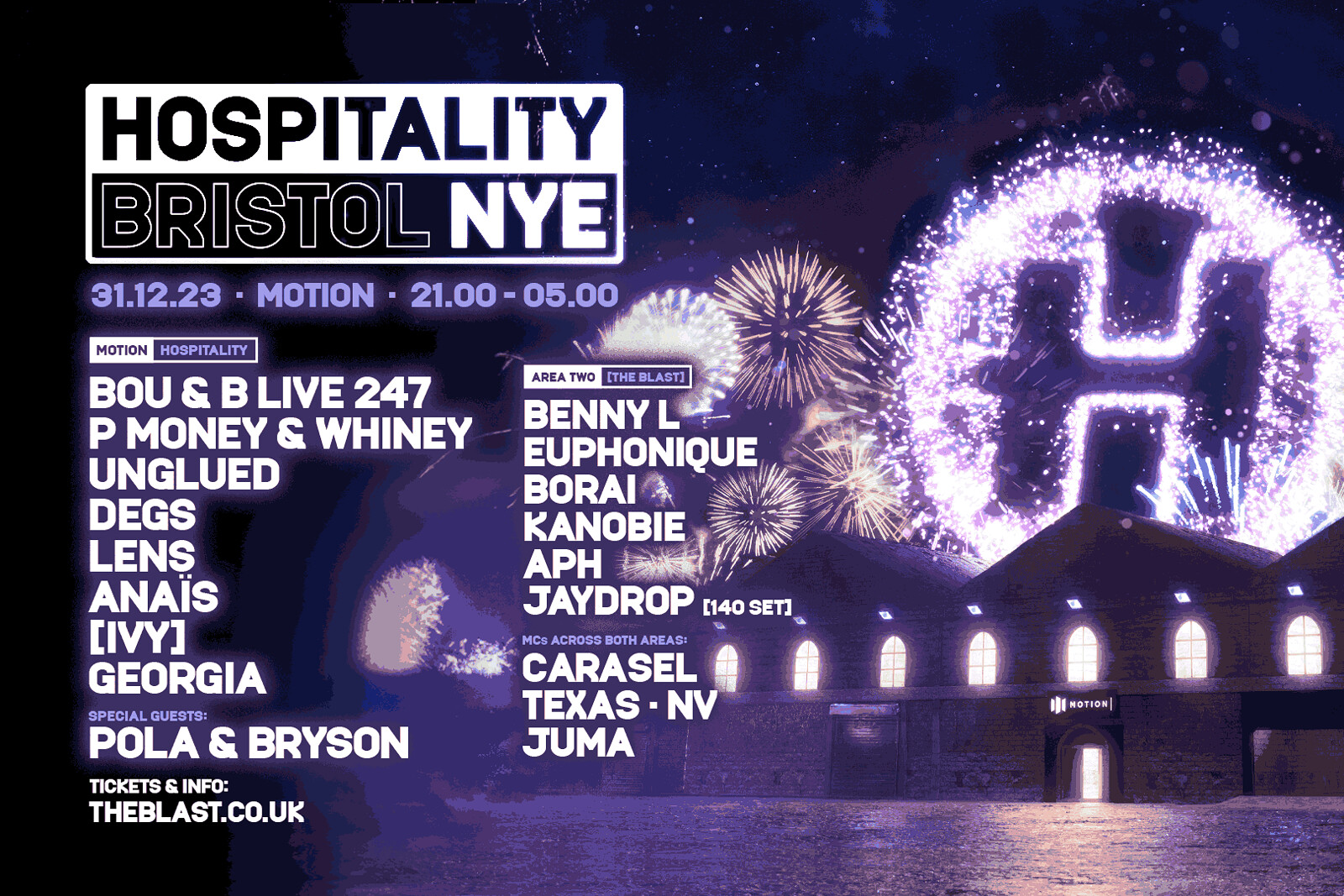 Hospitality Bristol NYE 2023 x at Motion