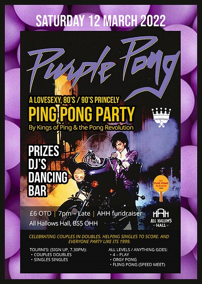 Purple Pong at All Hallows Hall in Bristol