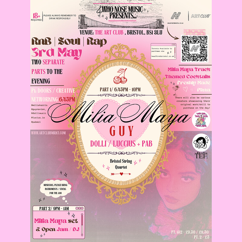 Milia Maya + Support | Open Jam / Networking Event at Art Club