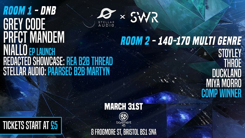 SWR x Stellar Audio: Grey Code,Prfct Mandem + More at Basement 45