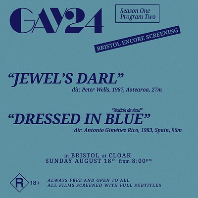 GAY24 Film Club: Dressed In Blue + Jewel's Darl at Cloak