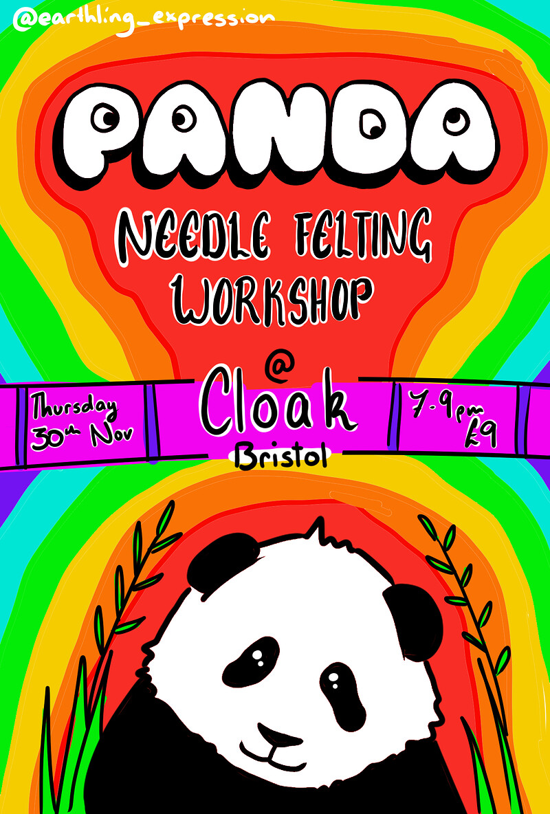 Panda Needle Felting Workshop at Cloak