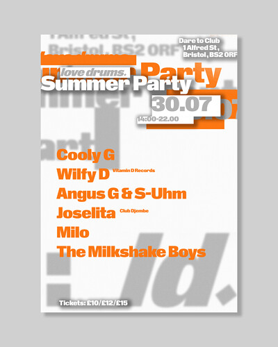 Love Drums Summer Day Party with Cooly G & Wilfy D at Dare to Club in Bristol