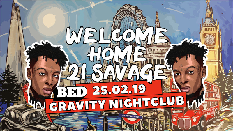 BED: 21 Savage Welcome Home Party at Gravity Nightclub