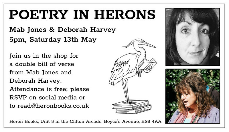 Poetry in Herons: Mab Jones & Deborah Harvey at Heron Books