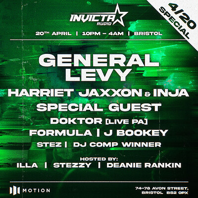 Invicta Audio 4/20 Special: General Levy + more at Motion