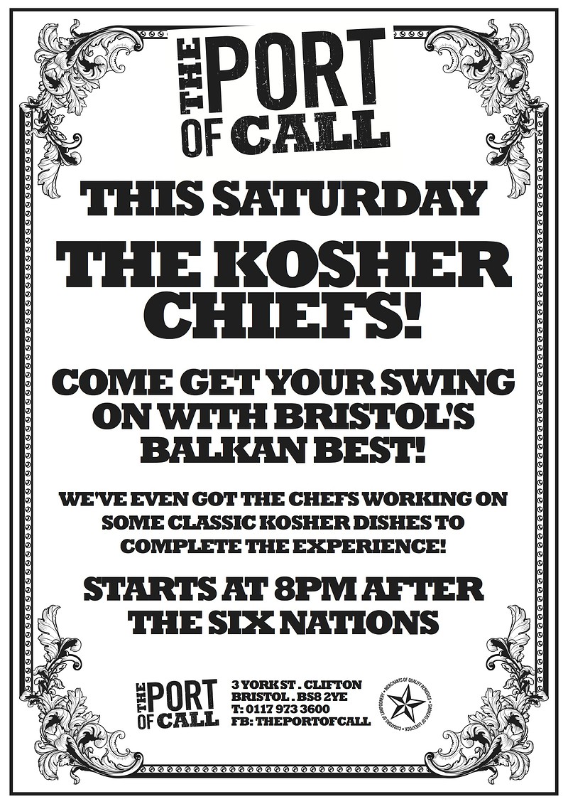 Kosher Chiefs - 8pm at Port Of Call, Bs8 2ye