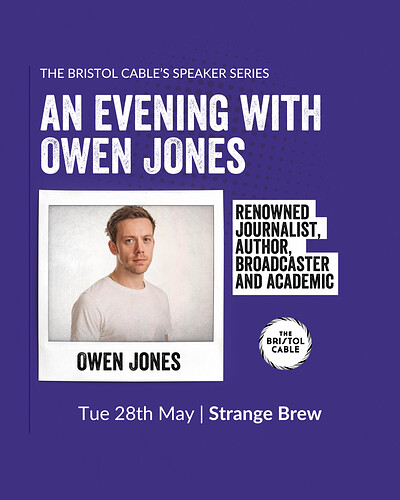 Bristol Cable: An Evening with Owen Jones at Strange Brew