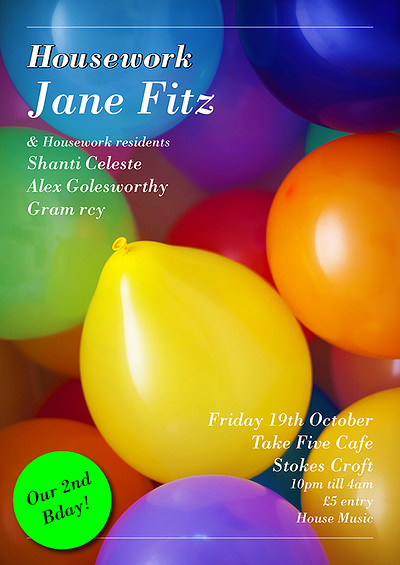 Housework Bday W/ Jane Fitz at Take 5 Cafe, Stokes Croft