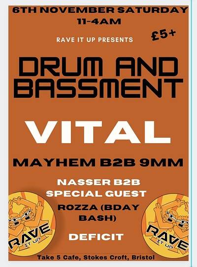Rave it Up Presents: Drum and Bassment at Take Five Cafe
