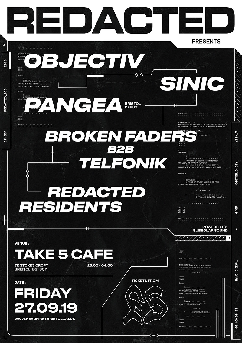 Redacted: 003 - Objectiv, Sinic, Pangea at Take Five Cafe