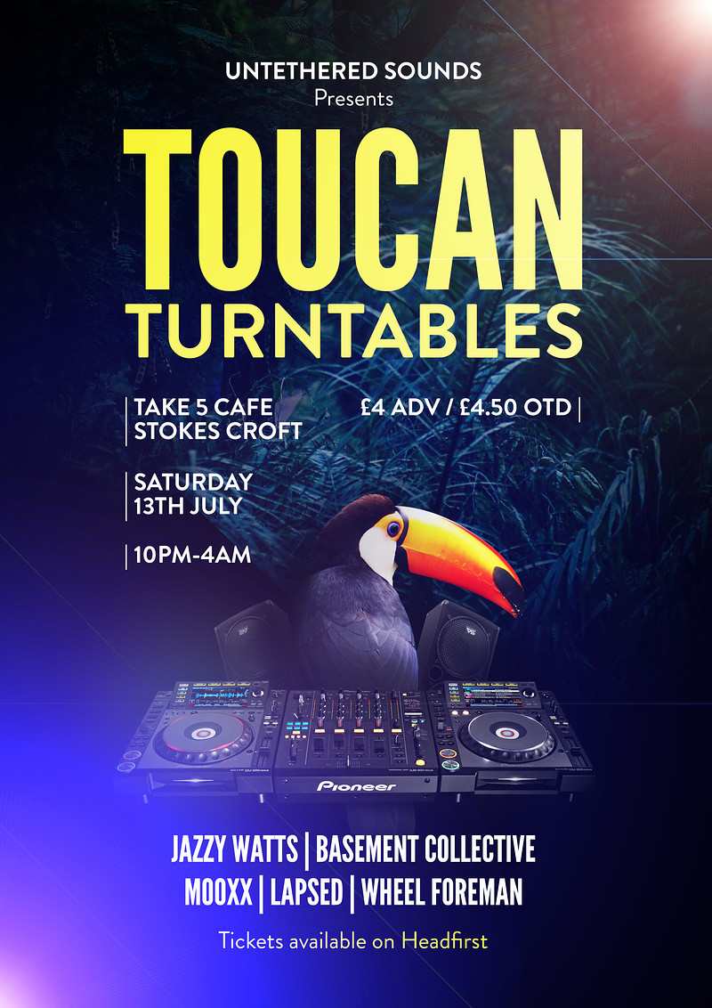 Untethered Sounds presents: TOUCAN TURNTABLES at Take Five Cafe
