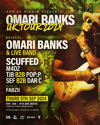 Omari Banks UK Tour 2024 Hosted by Run Da Riddim at The Full Moon & Attic Bar