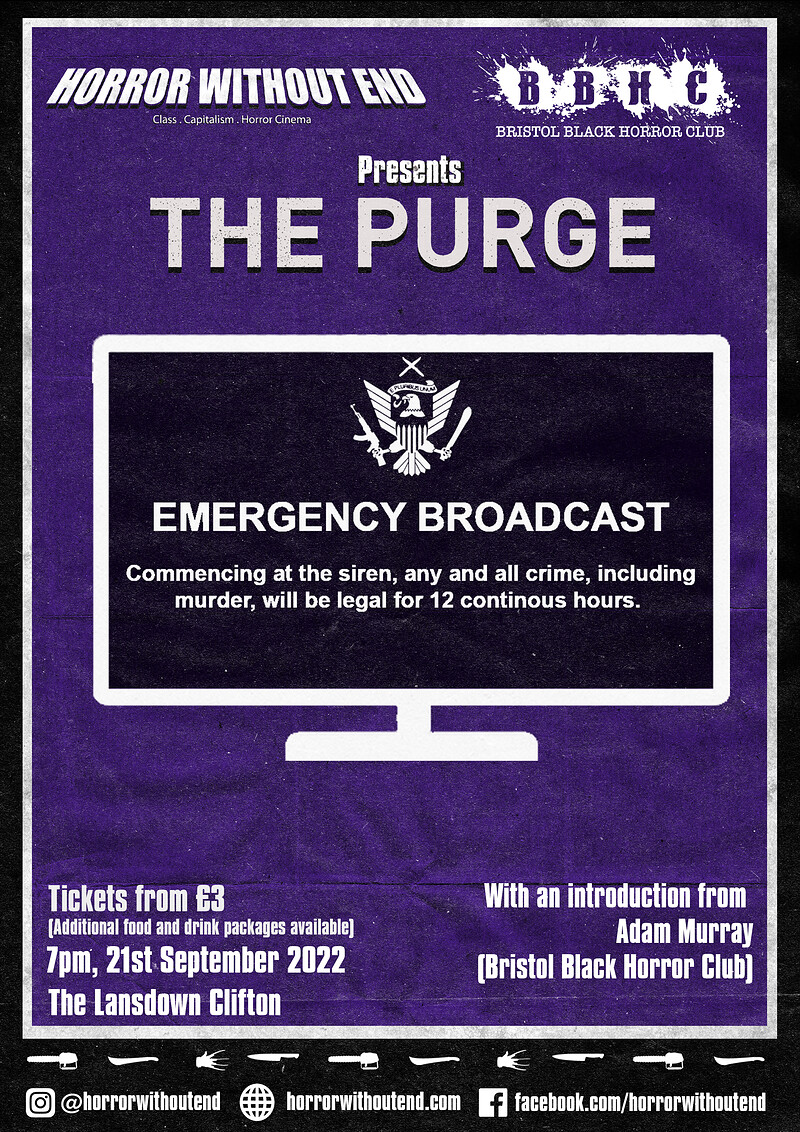 Horror Without End Presents... The Purge at The Lansdown