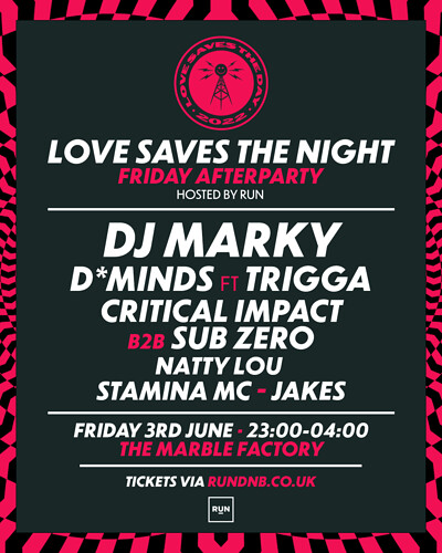 Love Saves The Night x RUN // Friday at The Marble Factory in Bristol