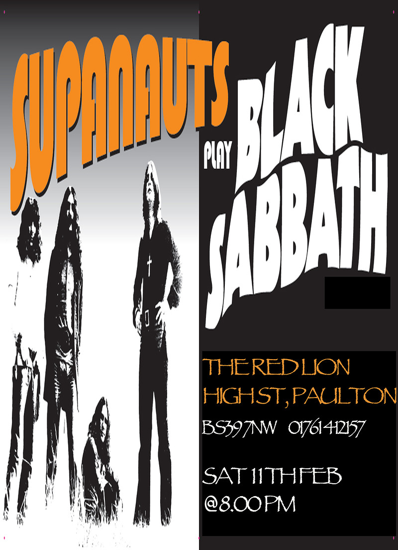 Supanauts play Black Sabbath at The Red Lion, High St, Paulton BS39 7NW  01761 412157