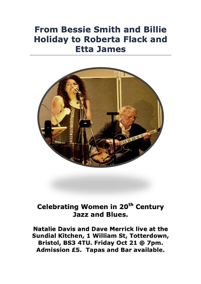 A Celebration of Women's Jazz and Blues at The Sundial Kitchen, 1 William Street, Totterdown, BS3 4BJ